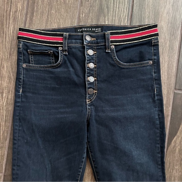 Veronica Beard Carolyn 10" Baby Boot Crop Fray Hem Jeans in Dark Slate Sz 30 - Picture 4 of 11